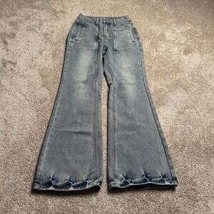 LIGHT WASH WELT POCKET BELL BOTTOMS